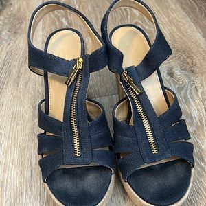 Blue canvas Michael Kors wedge shoes